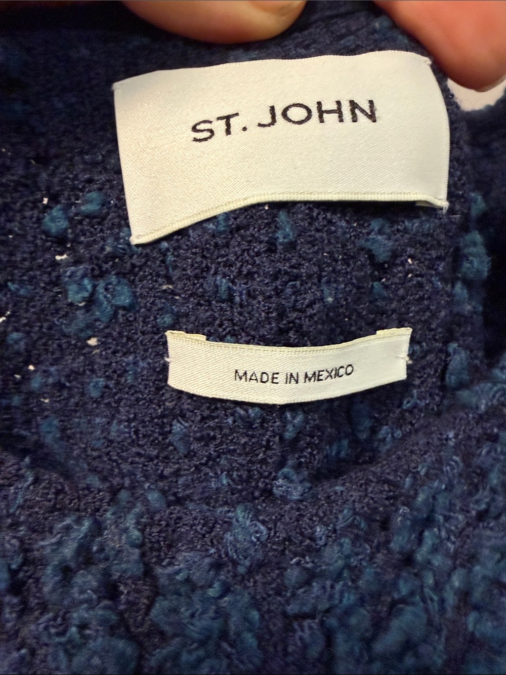 St. John Collection Navy Textured Knit Dress & Jacket Set Gold Buttons Size 10 - Picture 4 of 7
